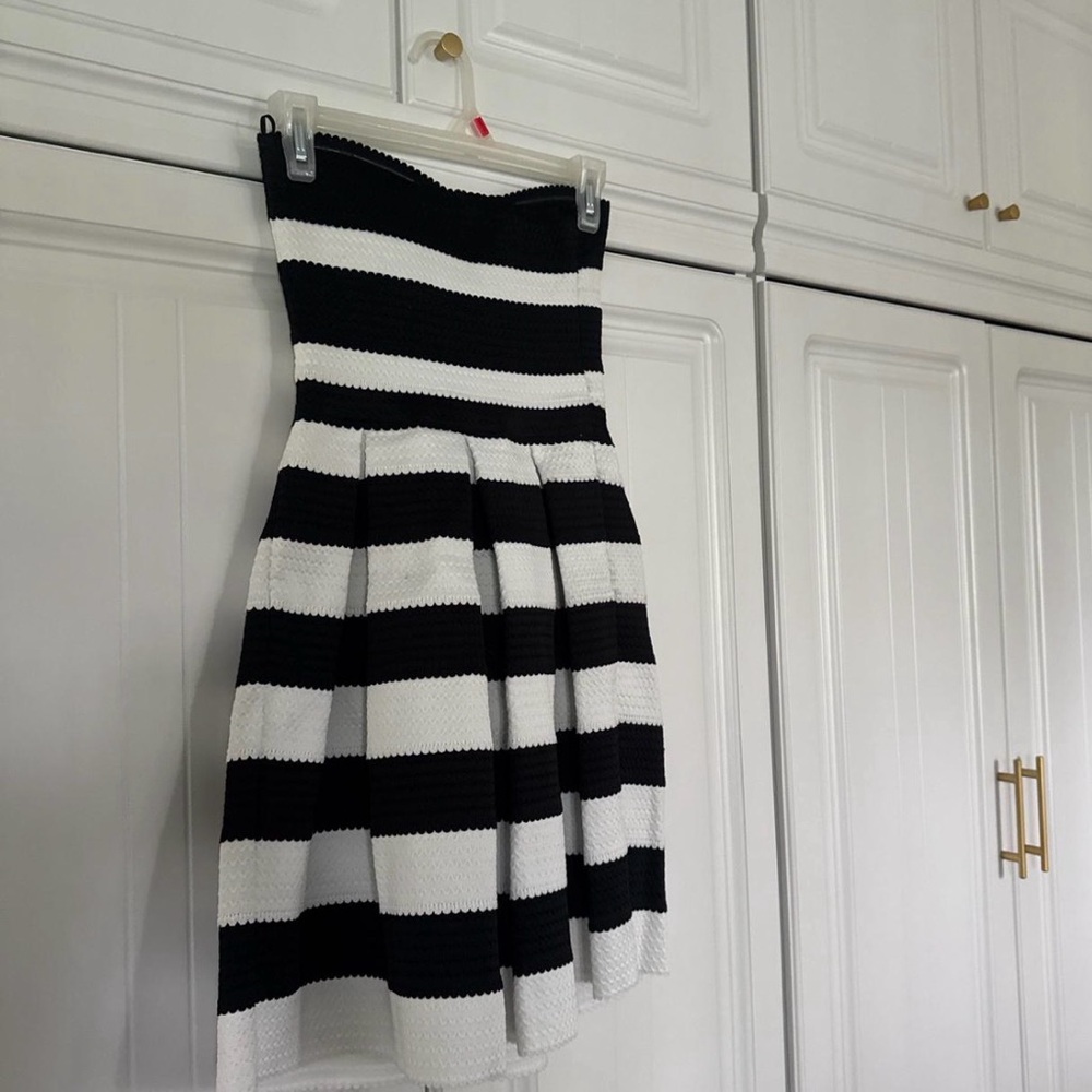 Express Black and White Strapless Dress